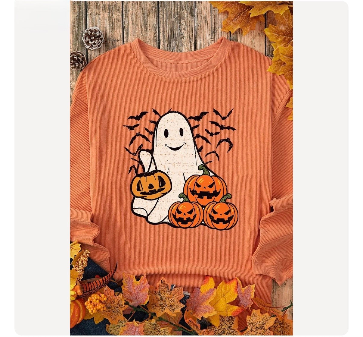 Jack-O'-Lantern Round Neck Long Sleeve Sweatshirt, Fall Festive