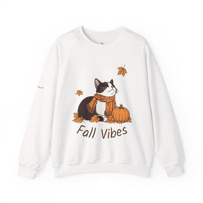 Fall Vibes Cat Sweatshirt – Cozy Autumn Cotton Crewneck