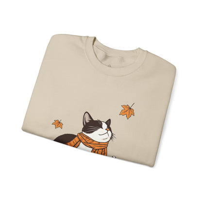 Fall Vibes Cat Sweatshirt – Cozy Autumn Cotton Crewneck