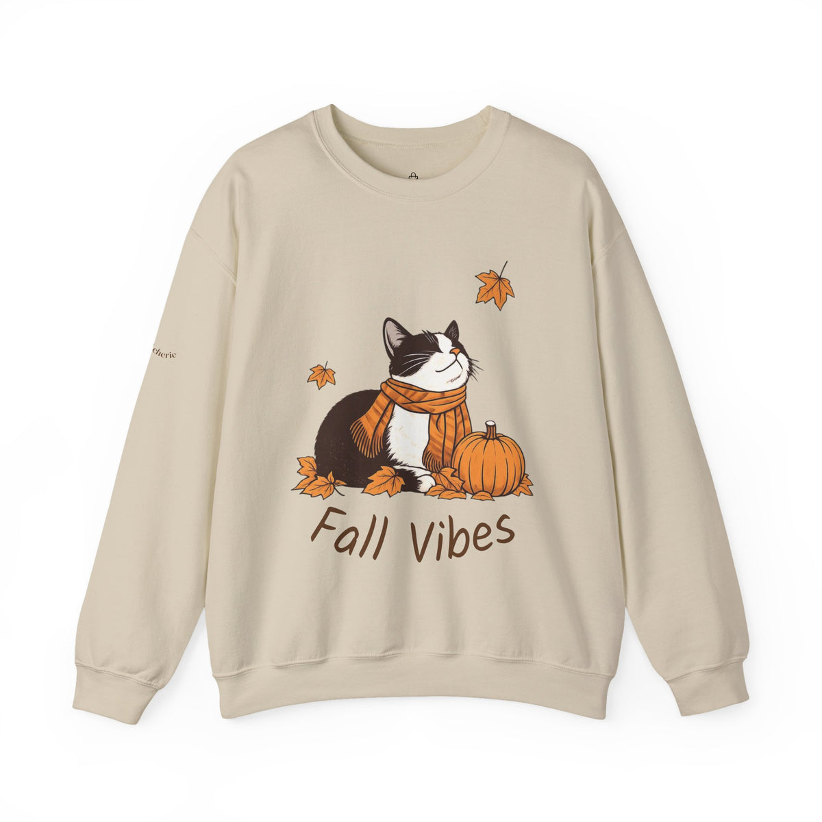 Fall Vibes Cat Sweatshirt – Cozy Autumn Cotton Crewneck Printify