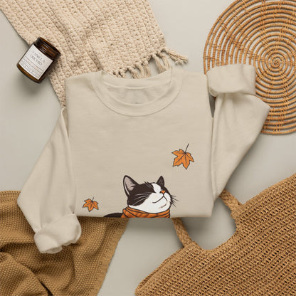 Fall Vibes Cat Sweatshirt – Cozy Autumn Cotton Crewneck