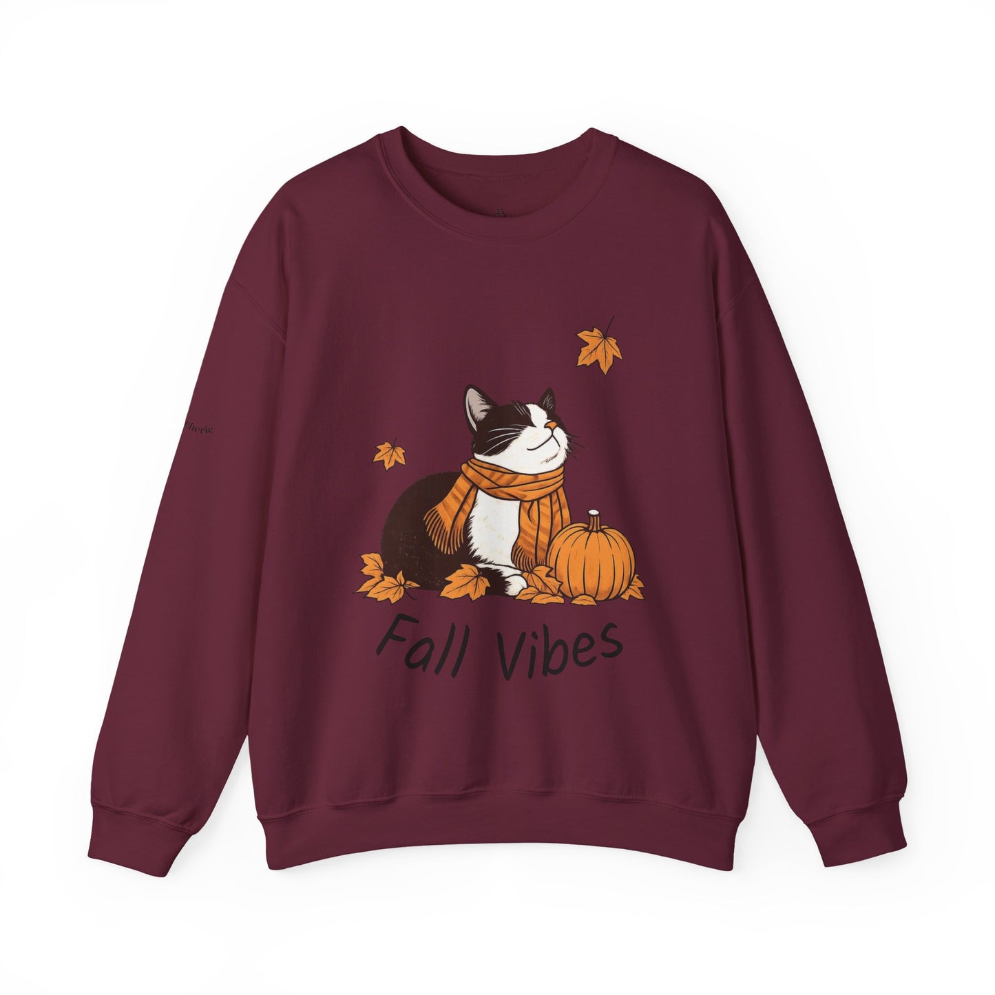 Fall Vibes Cat Sweatshirt – Cozy Autumn Cotton Crewneck